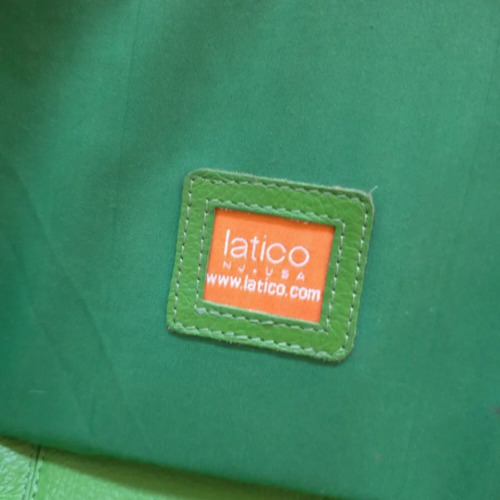 Vintage Latico Leathers Kelly Green Leather Laptop Tote USA Organizer Bag Rare